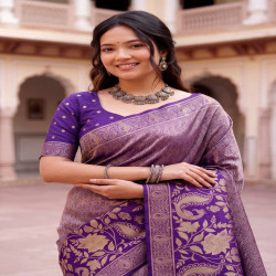 Premium Meenakari Jacquard Woven Saree with Blouse